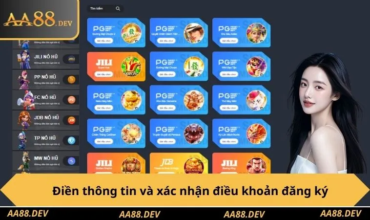 Điền thông tin và xác nhận điều khoản đăng ký