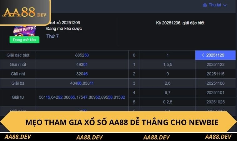 Xổ Số AA88 3 Mẹo tham gia xổ số AA88 dễ thắng cho newbie