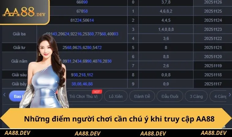 Những điểm người chơi cần chú ý khi truy cập AA88