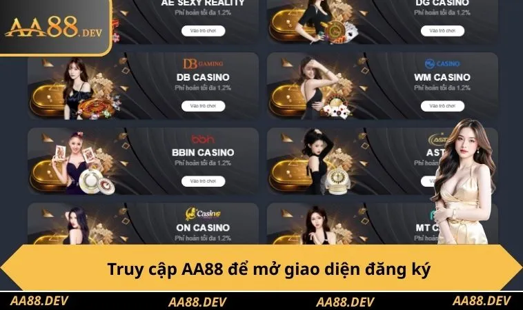 Truy cập AA88 để mở giao diện đăng ký