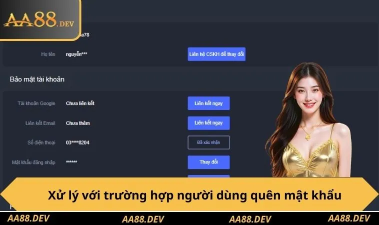 Xử lý với trường hợp người dùng quên mật khẩu